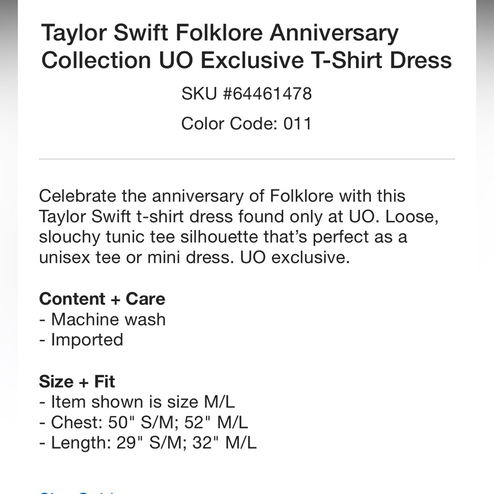 Taylor Swift Folklore Anniversary Collection UO Exclusive T-Shirt Dress - Picture 7 of 12